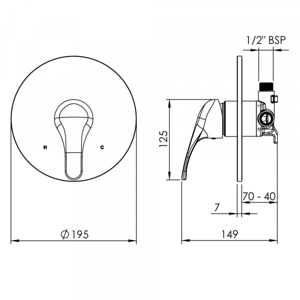 PFSPCSMCL Pace Shower Mixer 195mm 2025