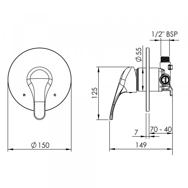 PFSPCSMC Pace Shower Mixer 150mm 2025